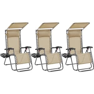 Yaheetech Outdoor Zero Gravity Chair Foldable Recliner Adjustable Patio Lounge w/Canopy Shade, Side for $156 Yaheetech Outdoor Zero Gravity Chair Foldable Recliner Adjustable Patio Lounge w/Canopy Shade, Side for $156