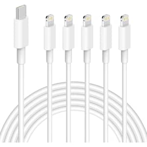 6-Foot USB-C to Lightning Cable 5-Pack for $4