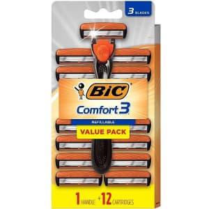 Bic Men's Comfort 3 Hybrid 3-Blade Disposable Razor w/ 12 Cartridges for $6