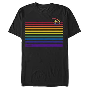 Disney Big & Tall Logo Stripe Love Men's Tops Short Sleeve Tee Shirt, Black, XX-Large Tall for $8