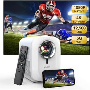 Mudix 2.4G+5G WiFi Movie Projector for $98