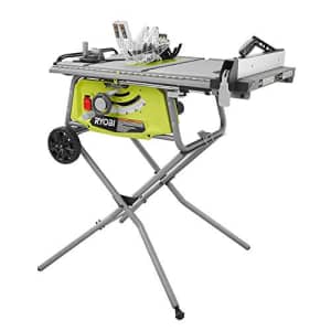 Ryobi 10 in. Portable Table Saw with Rolling Stand with a Powerful 15 Amp Motor and Onboard for $356