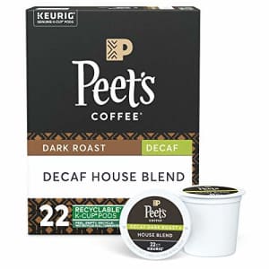 Peet's Peets Coffee Decaf House Blend K-Cup Coffee Pods for Keurig Brewers, Dark Roast, 22 Pods for $17