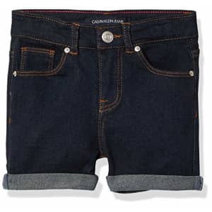 Calvin Klein Girls' Color Denim Short, Dark Rinse Roll Up S20, 6X for $14