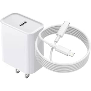Dazhwa 6-Foot Lightning Cable w/ Wall Charger for $8
