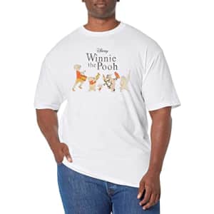 Disney Big & Tall Winnie Pooh Parade Men's Tops Short Sleeve Tee Shirt, White, X-Large Tall for $15