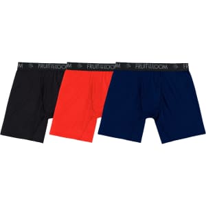 Fruit of the Loom Men's Micro Mesh Boxer Briefs 3-Pack for $11