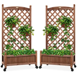 Best Choice Products Wheeled Wood Planter Box w/ Lattice Trellis 2-Pack for $140 Best Choice Products Wheeled Wood Planter Box w/ Lattice Trellis 2-Pack for $140