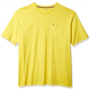 Tommy Hilfiger Men's Short Sleeve Crewneck T Shirt with Pocket, Lemon Zest, SM for $8