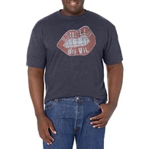 Disney Big & Tall Cruella Lip Embroidery Men's Tops Short Sleeve Tee Shirt, Navy Blue Heather, for $7
