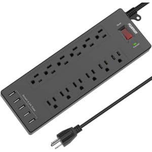 Poweriver 12-Outlet 5-USB Port Surge Protector for $17
