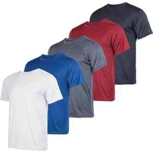Real Essentials Men's Dry-Fit Performance T-Shirt 5-Pack for $35