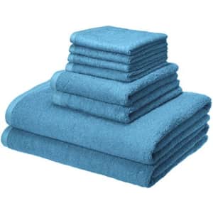 Amazon Basics Quick-Dry, Luxurious, Soft, 100% Cotton Towels, Lake Blue- 8-Piece Set for $57