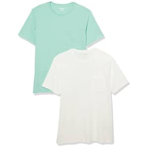 Amazon Essentials Men's Slim-Fit Short-Sleeve Cotton Crewneck Pocket T-Shirt, Pack of 2, for $8