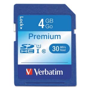 Verbatim Premium SDHC Memory Card, Class 10, 4GB for $17