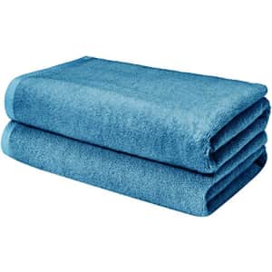 Amazon Basics Quick-Dry, Luxurious, Soft, 100% Cotton Towels, Lake Blue - Set of 2 Bath Sheets for $27