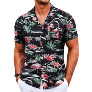 Coodandy Men's Tropical Hawaiian Shirt for $10