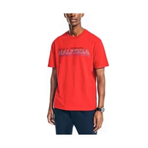 Nautica Men's Sustainably Crafted Logo Graphic T-Shirt, Red, Large for $13