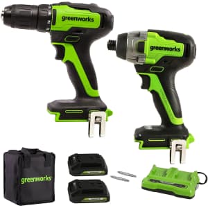 Greenworks 24V Brushless Power Tools Combo Kit w/ 2 Batteries for $108