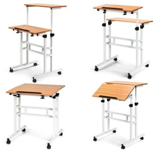 Forclover Height-Adjustable Rolling Computer Desk for $132 Forclover Height-Adjustable Rolling Computer Desk for $132