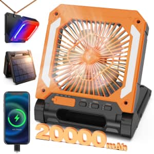 20,000mAh Solar Portable LED Lantern Fan for $33