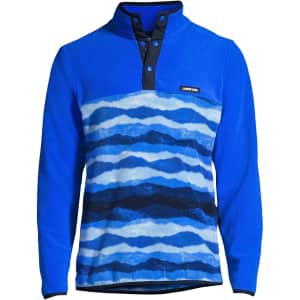 Lands' End Men's Heritage Fleece Snap Neck Pullover for $12