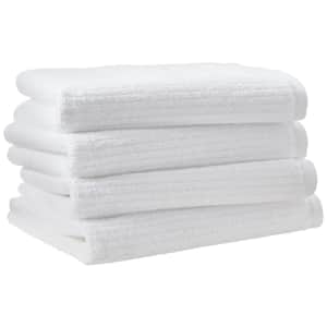 Amazon Aware 100% Organic Cotton Ribbed Bath Towels - Hand Towels, 4-Pack, White for $23