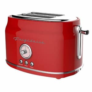 Frigidaire ETO102-RED Retro Wide 2-Slice Toaster Perfect for Bread, English Muffins, Bagels, 5 for $57