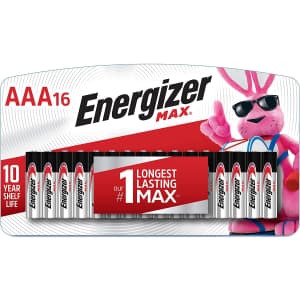 Energizer Max AAA Alkaline Batteries 16-Pack for $20