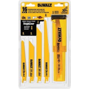DeWalt 16-Pack Wood/Metal Cutting Reciprocating Saw Blade Set for $20 DeWalt 16-Pack Wood/Metal Cutting Reciprocating Saw Blade Set for $20