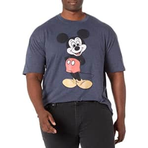Disney Big & Disney Classic 80s Mickey Men's Tops Short Sleeve Tee Shirt, Navy Blue Heather, for $11