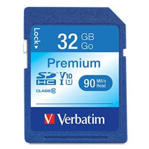 Verbatim 32GB Premium SDHC Memory Card, UHS-I Class 10, Blue for $7 Verbatim 32GB Premium SDHC Memory Card, UHS-I Class 10, Blue for $7