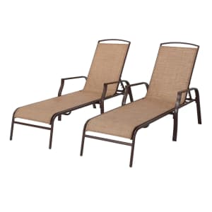 Mainstays Sand Dune Reclining Steel Outdoor Chaise Lounge 2-Count for $124