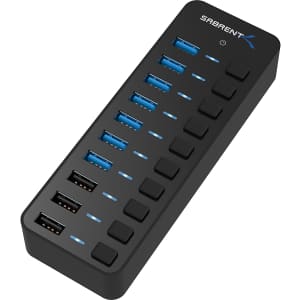 Sabrent 60W 10-Port Powered USB 3.0 Hub for $40