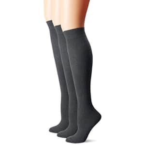 HUE womens Flat Knit Knee 3 Pack dress socks, Graphite Heather, One Size US for $15 HUE womens Flat Knit Knee 3 Pack dress socks, Graphite Heather, One Size US for $15