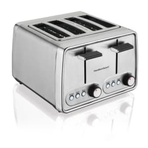 Hamilton Beach Modern Chrome 4 Slice Extra Wide Slot Toaster with Bagel and Defrost Settings, Shade for $58