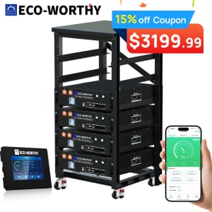 Eco-Worthy 20.48kWh 48V 100AH Server Rack LiFePO4 Lithium Battery V3 4-Pack for $3,178