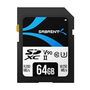 SABRENT Rocket v90 64GB SD UHS-II Memory Card R280MB/s W250MB/s (SD-TL90-64GB) for $50