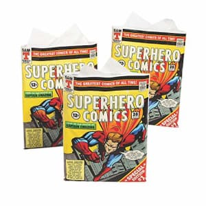 Fun Express Superhero Comic Book Treat Bags - Bulk Set of 50 - Birthday Party Favor Supplies for for $25