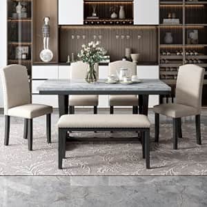 Kelria Modern 6-Piece Dining Set with Marbled Tabletop for $420