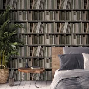 Tempaper Bookshelf Self-Adhesive Vinyl Peelable Wallpaper 20.5" x 33-Foot Roll for $67