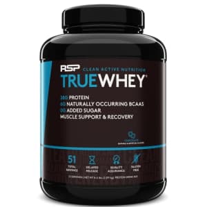 RSP Whey Protein Powder (5LB) - 27G Premium Whey Protein Shake with BCAAs and Glutamine, Post for $40