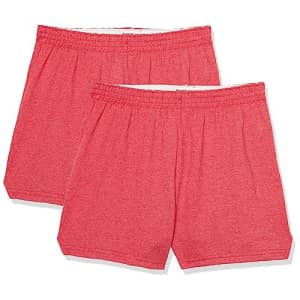 Soffe Girls' Juniors' Short, Red Heather for $9