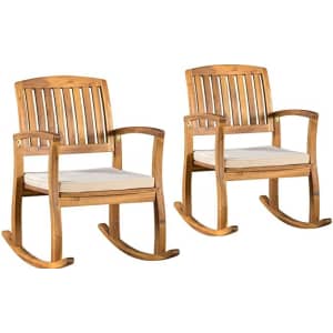 Christopher Knight Home Selma Acacia Rocking Chair 2-Pack w/ Cushions for $203