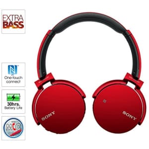 Sony MDRXB650BT/R Extra Bass Bluetooth Headphones, Red for $148