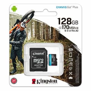 Kingston 128GB microSDXC Canvas Go Plus 170MB/s Read UHS-I, C10, U3, V30, A2/A1 Memory Card + for $17 Kingston 128GB microSDXC Canvas Go Plus 170MB/s Read UHS-I, C10, U3, V30, A2/A1 Memory Card + for $17