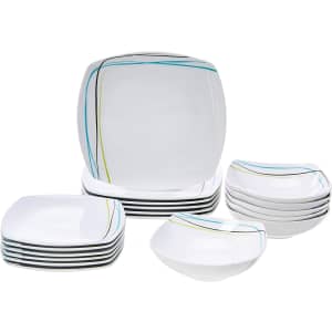 Amazon Basics 18-Piece Square Porcelain Dinnerware Set for $68