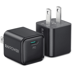 RAVPower 20W USB-C PD Wall Charger 2-Pack for $12