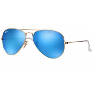 Ray-Ban RB3025 AVIATOR LARGE METAL 112/17 58M Matte Gold/Multi Blue Mirror Sunglasses For Men For for $188