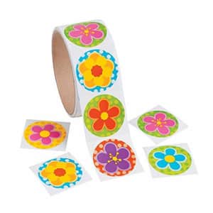 Fun Express Spring Bright Flower Stickers - 1 roll of 100 Stickers - School and Party Supplies for $4